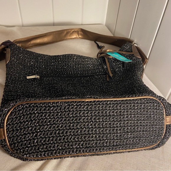 Studio 803 Black handbag crochet knit
metallic thread accent women’s purse Bag - Picture 10 of 14